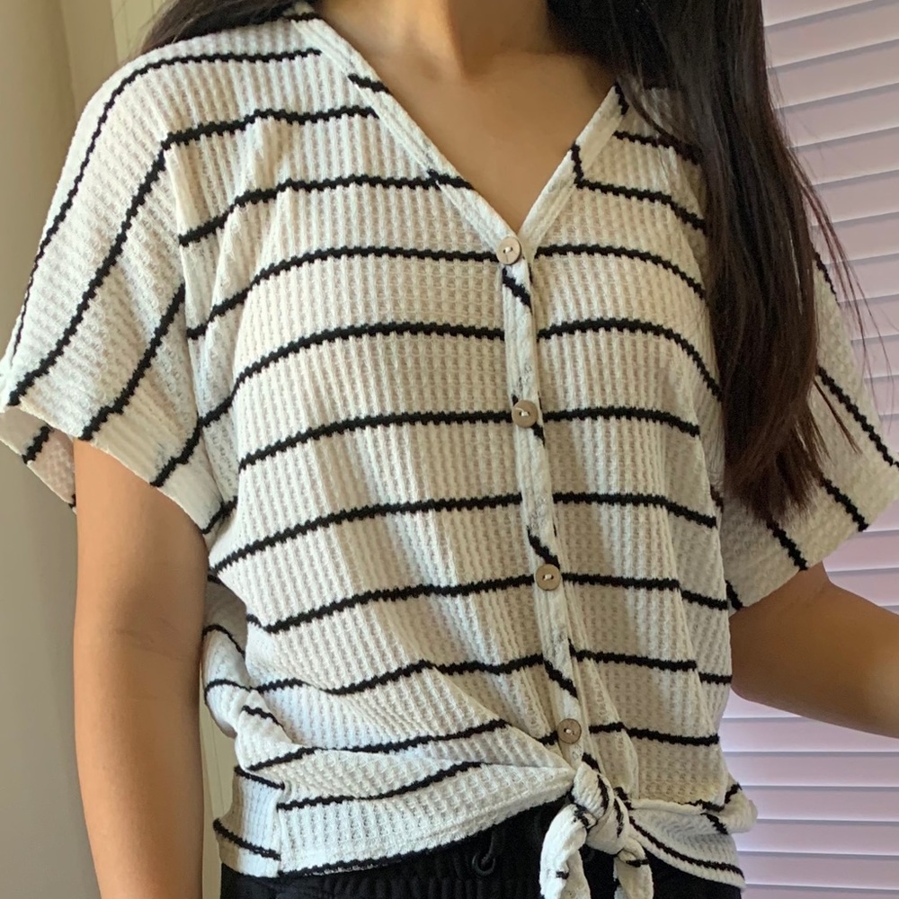 Striped knitted texture blouse